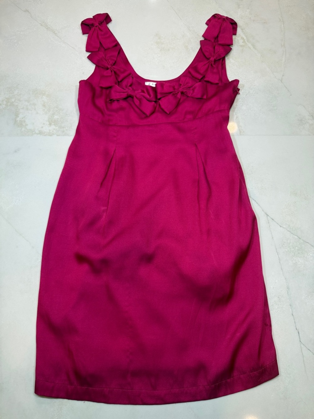 Esley Fuchsia Bow-Trim Sleeveless Dress
